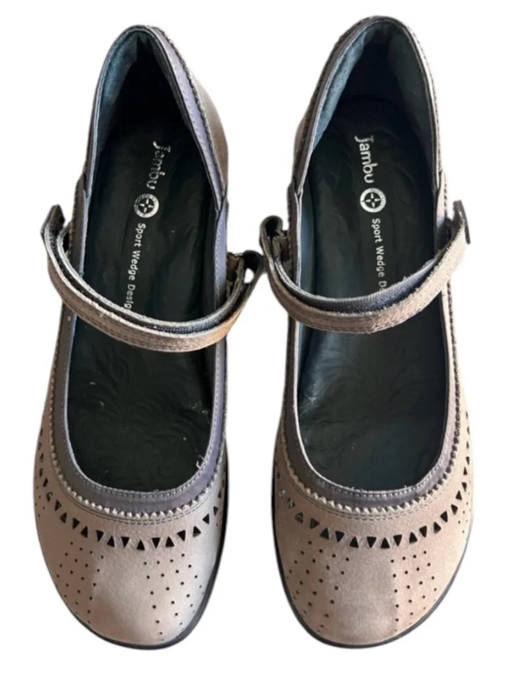 Jambu Lido Too Encore women’s 7 brown leather heeled sport wedge shoes